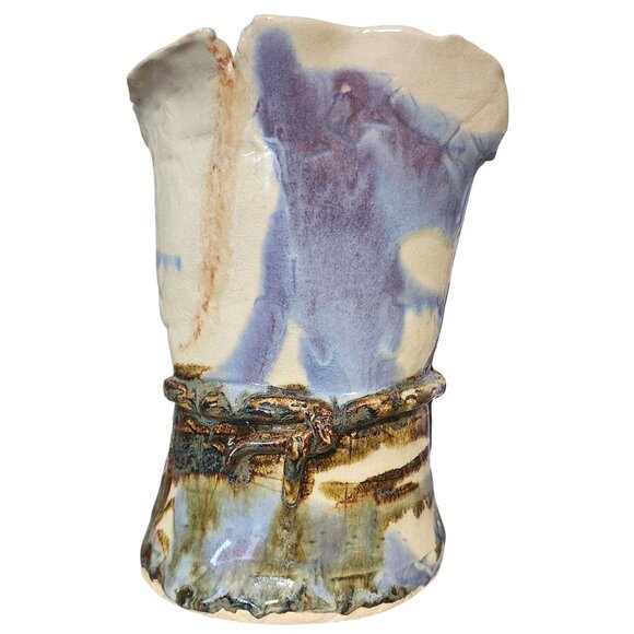 VTG 1983 Studio Art Pottery Dripped Glazed Ceramic Abstract Vase - Picture 3 of 8